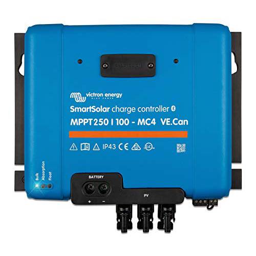 Victron 에너지 SmartSolar MPPT MC4 VE.Can 250V 100 앰프 12/ 24/ 36/ 48-Volt 태양광 충전 컨트롤러 (블루투스)