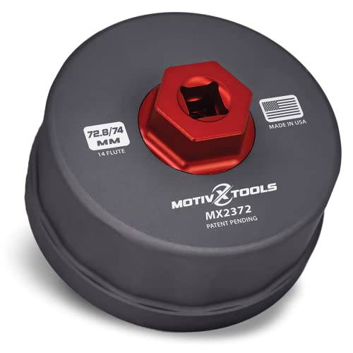 Motivx 툴 MX2372-US 72.8mm/ 74mm 14 플루트 정밀 CNC 가공 오일 필터 렌치 - 호환가능한 토요타, Motorcraft, STP&  보쉬 필터