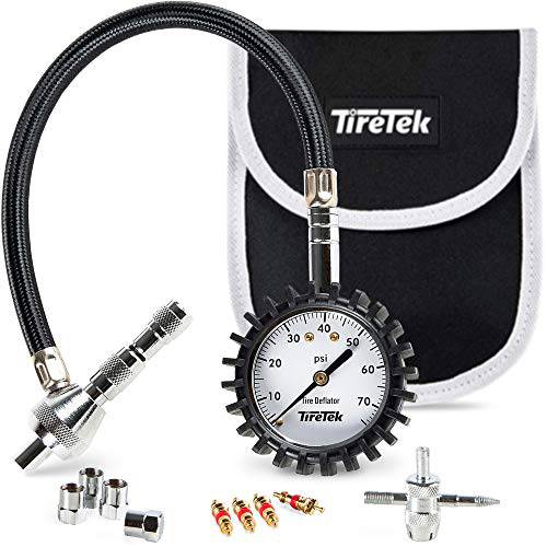 TIRETEK 타이어 디플레이터 - 0-75psi 에어 다운 타이어 디플레이터S 키트 - 정확한&  고속 타이어 에어 다운 툴  포함 파우치&  오프로드 악세사리 4x4 - 빨리 Deflate 지프, 트럭, SXS, ATV, RV 타이어