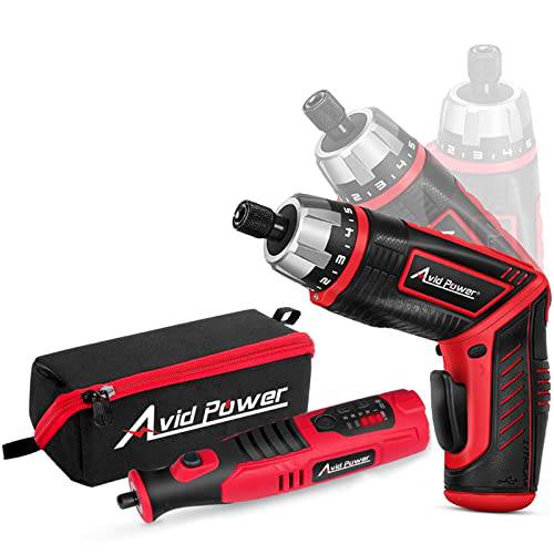Avid Power Cordless Rotary Tool 8V Li-Ion with 2.0 Ah Battery, 5-Speed, 4 Front LED Lights and 60pcs Accessories Kit for