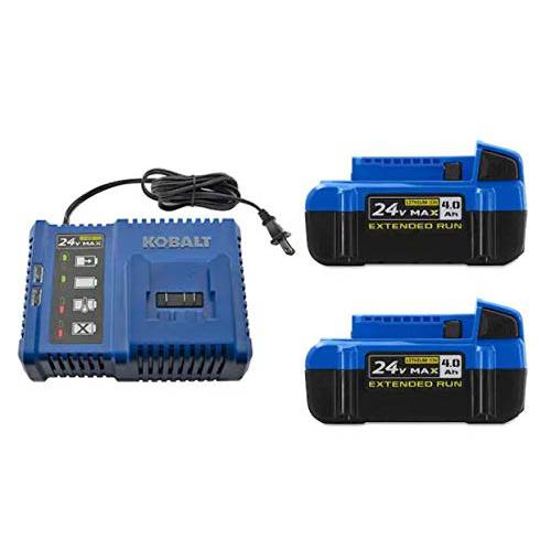 Kobalt 24-Volt 맥스 2-Pack 4 Amp-Hour 리튬 파워 툴 배터리 키트 (충전기 포함)