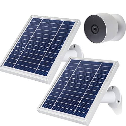 iTODOS 태양광 패널 네스트 Camera(Battery), 11.8Ft 아웃도어 파워 충전 케이블 and 조절가능 마운트, 내후성 알루미늄 합금 Material-2Pack