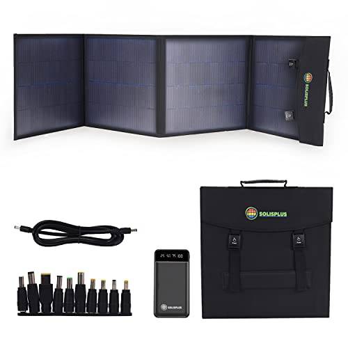100 와트 휴대용 태양광 패널 캠핑  보조배터리, 파워뱅크 - 폴더블 ETFE 경량 태양광 패널 1 USB QC 3.0 5V/ 3A, 1 USB 5V/ 3A, DC5525 플러스 10 DC 커넥터 - 포함 10000mAh 보조배터리, 파워뱅크
