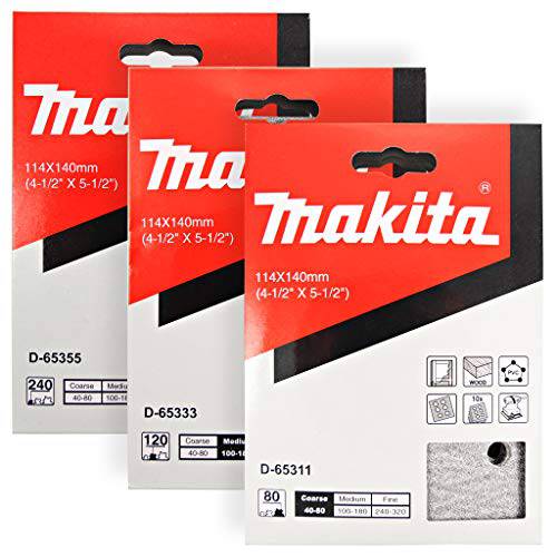 Makita 30 피스 - 4.5 Multi-Grit 사포 세트 4.5 피니싱 샌더스 - Complete 샌딩 세트  우드&  플라스틱 - 80-240 Grits