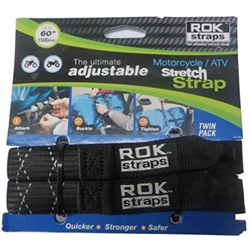 ROK Straps ROK-10050 블랙/ 반사 18 - 60 오토바이/ ATV 조절가능 스트레치 스트랩