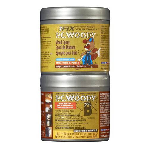 PC Products PC-Woody 우드 수리 에폭시, 에폭시 접착제 풀, Two-Part 6 oz in 2 cans, Tan 083338