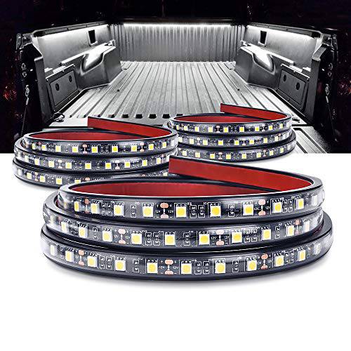 MICTUNING 3Pcs 60 인치 트럭 침실용 라이트 - 화이트 방수 LED 라이트 스트립 On-off 스위치 퓨즈 분배기 케이블 트럭 지프 픽업 RV SUV 밴 화물 보트 and More