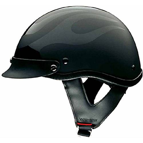 HCI  블랙 플랫 Flame 오토바이 1/2,하프 헬멧 w/ 썬바이저 - ABS 쉘 100-119
