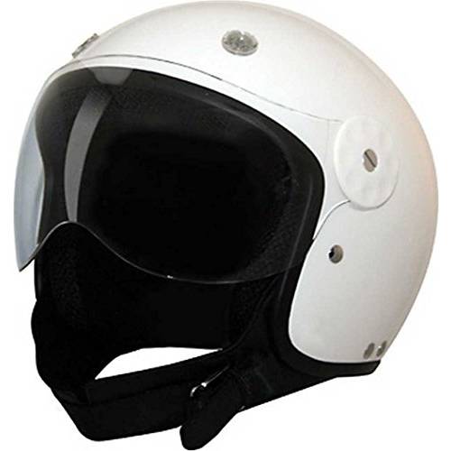 HCI  화이트 오픈 페이스 유리섬유 오토바이 헬멧 w/ 페이스 쉴드 15-700