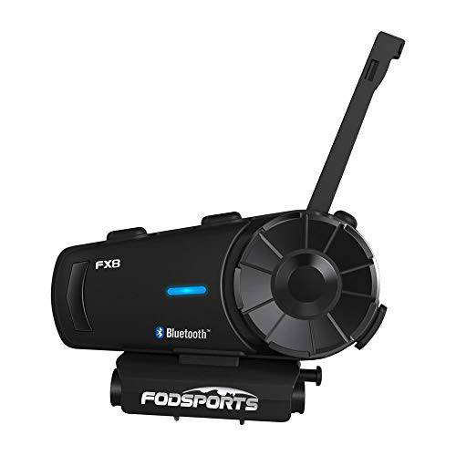 FODSPORTS FX8 오토바이 블루투스 선내통화장치  노이즈캔슬링, 더크게 볼륨 오토바이 블루투스 헤드폰,헤드셋 Great 사운드 퀄리티, FM, Up to 8 라이더 Group 선내통화장치 커뮤니케이션 System(1pcs)