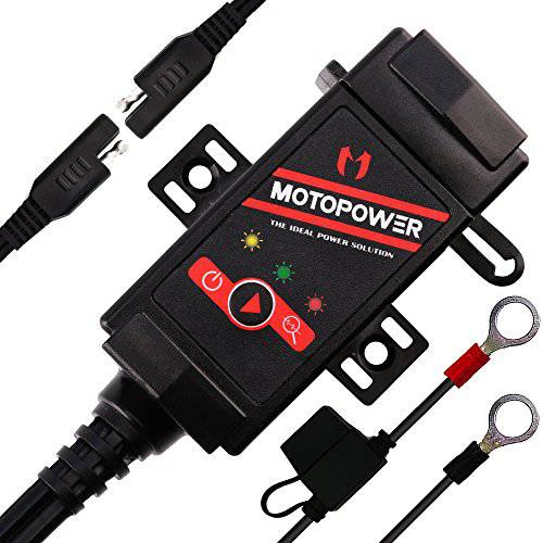 MOTOPOWER MP0608 3.1Amp 오토바이 듀얼 USB 충전기 SAE to USB 어댑터 배터리 모니터 스위치 컨트롤 and LED 인디케이터 Prevent 배터리 Over-Discharge