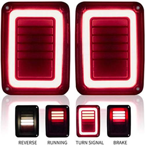 업그레이드된 LED 테일라이트 후미등, 후진등 Smoked 호환가능한 07-18 지프 랭글러 JK 리버스 라이트 회전 신호 램프 런닝 라이트