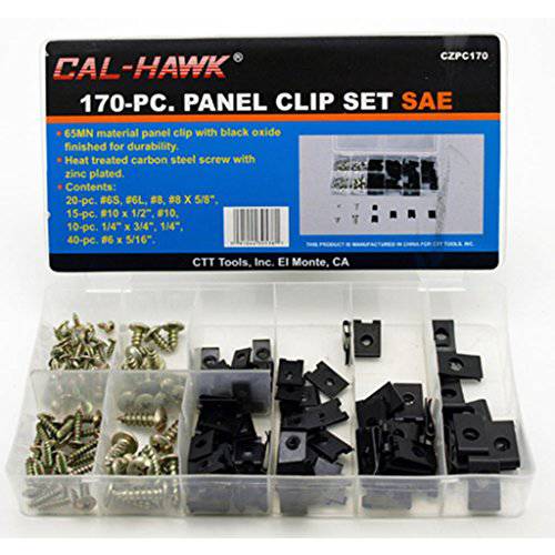 Cal-Hawk CZPC170 오토 차량용 클립&  스크류 키트 대시보드 도어 패널 인테리어 SAE, 블랙