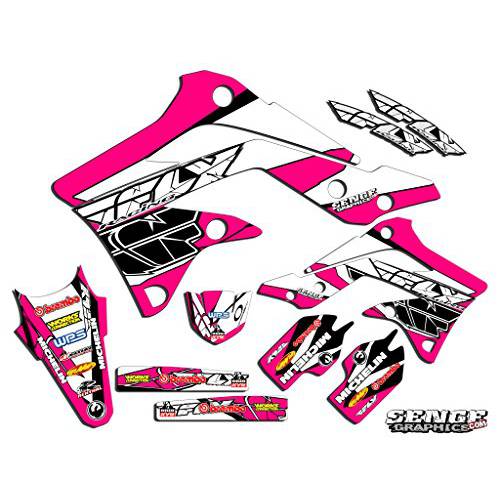 2000-2020 KX 65, Fly 레이싱 핑크 베이스 Senge 그래픽 키트, 호환가능한 가와사키