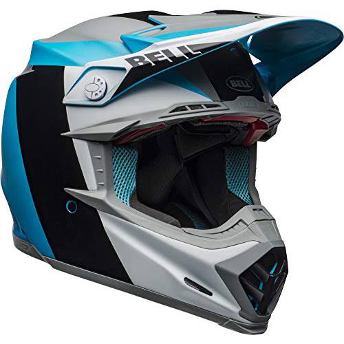 벨 Moto-9 구부러지는 먼지 헬멧 (분할 매트/ 광택 화이트/ 블랙/ 블루 - X-Large)