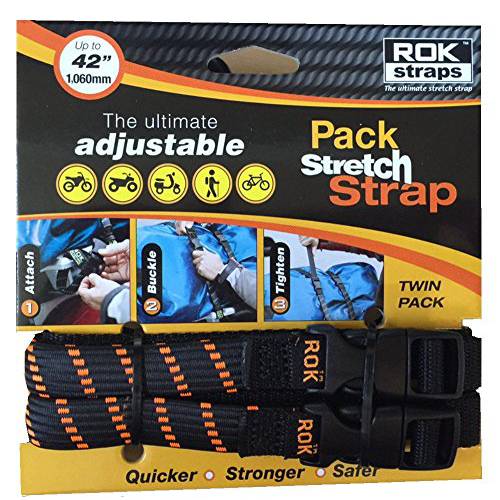 ROK Straps ROK-10306-2PR 블랙/ 오렌지 12- 42 조절가능 스트레치 스트랩, 2 쌍, 세트
