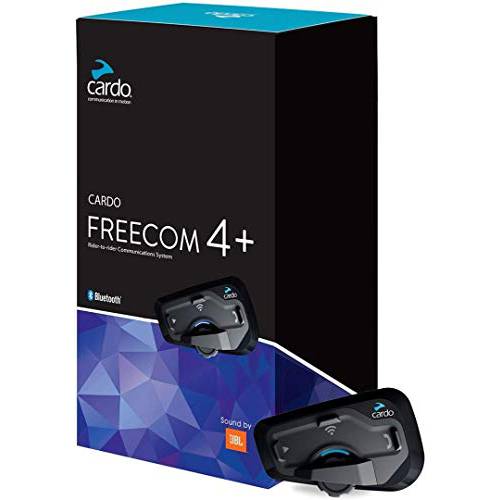 Cardo Freecom 4 플러스 PLUS-4-Way 오토바이 블루투스 커뮤니케이션 시스템 내츄럴 음성 작동 사운드 By JBL 싱글 팩