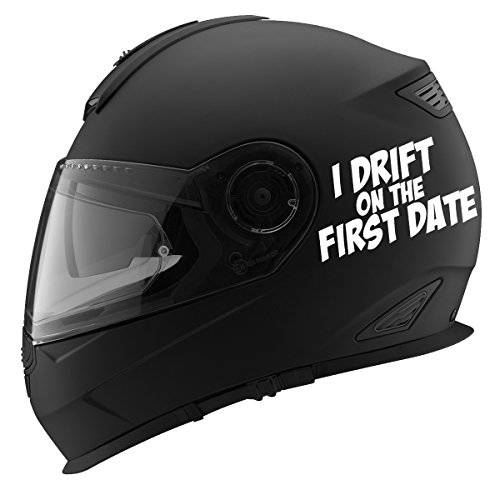 I Drift On The First 날짜 오토 차량용 레이싱 오토바이 헬멧 데칼 - 5 - 화이트