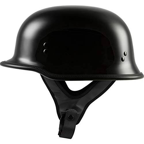 고속도로 21 9-Millimeter 독일 비니 헬멧, 하프 쉘 오토바이 기어, 블랙 세이프티,안전 헤드 커버, 듀얼 D-Ring Chinstrap