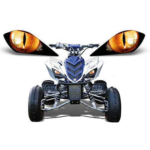 AMR 레이싱 ATV 헤드라이트,전조등 아이 그래픽 데칼 커버 호환가능한 야마하 랩터 700/ 250/ 350 - 이클립스 오렌지