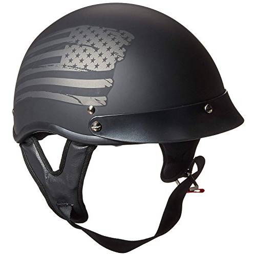 TORC Unisex-Adult 사이즈 스타일 T53 Hills 오토바이 하프 헬멧 그래픽 깃발 (플랫 블랙, 라지)