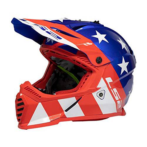 LS2 게이트 Stripes MX 오프로드 헬멧 광택 레드/ 화이트/ 블루 SM