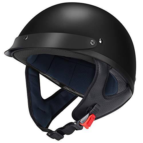GLX Unisex-Adult 사이즈 M15 유리섬유 스쿠터 초퍼,슬라이서 오토바이 하프 페이스 헬멧 도트인증 (매트 블랙, XX-Large)