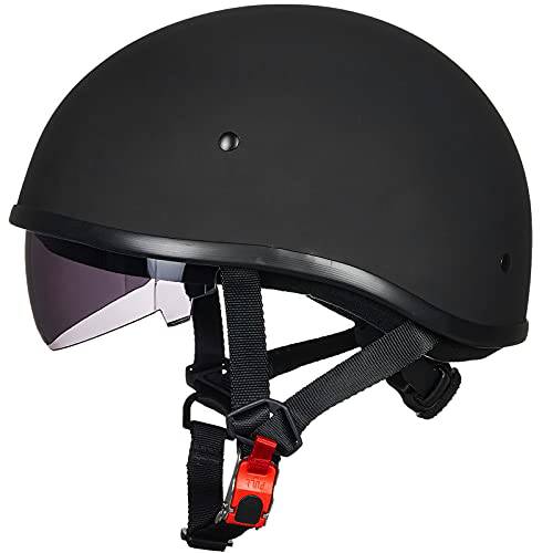 ILM 오토바이 하프 헬멧 차양막 퀵릴리즈 스트랩 하프 페이스 호환 크루저 스쿠터 할리 도트인증