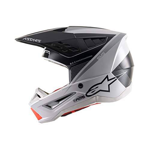 Alpinestars Unisex-Adult S-M5 레이온 Helmet-Matte 라이트 그레이/ BLK/ Slvr (2X) (멀티, 원 사이즈)