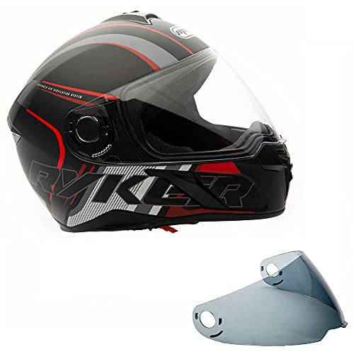 MMG 22 오토바이 스쿠터 스트리트 Full-Face 헬멧 플립업 썬바이저 도트  라이트닝 레드, XL