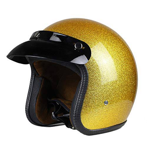 Woljay 3/ 4 오픈 페이스 헬멧, 오토바이 헬멧 플랫 Yellow (XXL)
