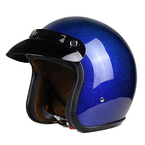 Woljay 3/ 4 오픈 페이스 헬멧, 오토바이 헬멧 플랫 블루 (XXL)