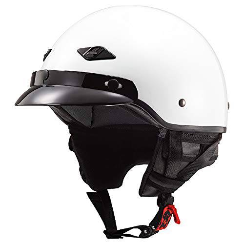 LS2 헬멧 Bagger 오토바이 하프 헬멧 (광택 펄 화이트 - X-Small)