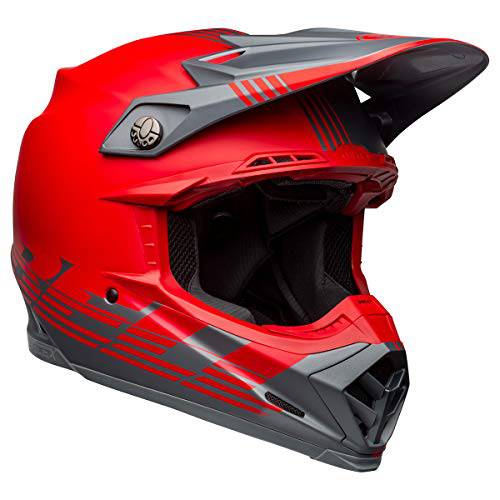 벨 Moto-9 플렉스 먼지 헬멧 (Louver 매트 그레이/ 레드 - X-Large)