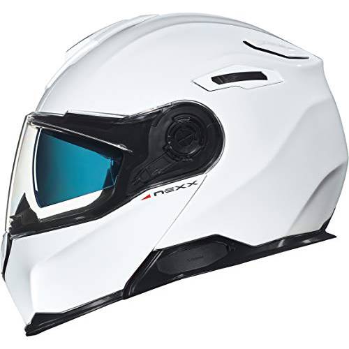 넥스 X.Vilitur 플레인 화이트 모듈식 오토바이 헬멧 (M)