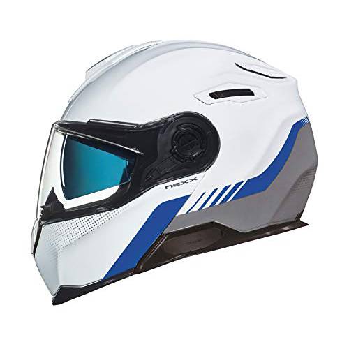 넥스 X.Vilitur Latitude 화이트 블루 그레이 모듈식 풀 페이스 오토바이 헬멧