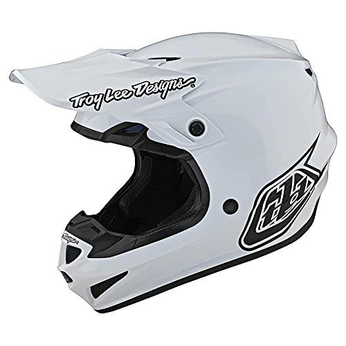 Troy Lee 디자인 SE4 Polyacrylite 헬멧, 성인 오프로드 크로스 오토바이 먼지 자전거 ATV 파워스포츠 듀얼 스포츠 레이싱 풀 페이스, 경량 통풍 남녀공용, 남녀 사용 가능, 모노 화이트