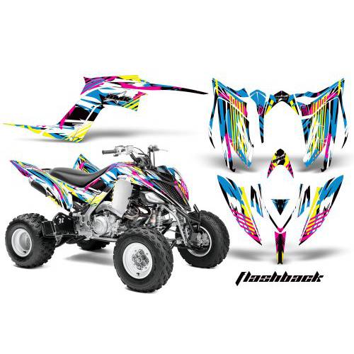 AMR 레이싱 ATV 그래픽 키트 스티커 데칼 호환가능한 야마하 랩터 700 2013-2021 - Flashback