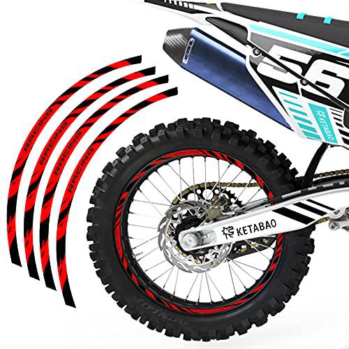 KETABAO 먼지 자전거 림 테이프 W02 데칼,도안 스티커 보호 21 19 인치 호환가능한 RM250 RMZ 250 450 RM-Z250 (레드)