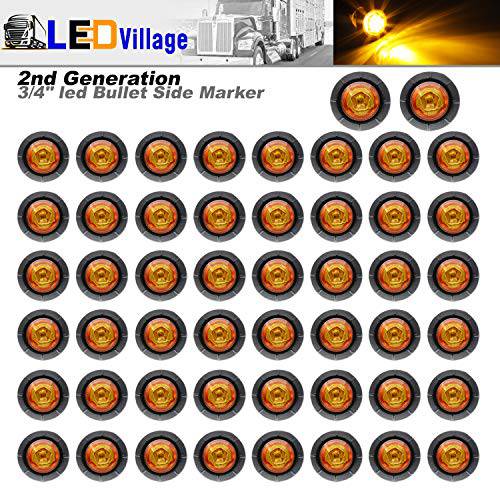 50 Pcs LedVillage 2nd 세대 3/ 4 인치 마운트 노란색 LED 클리어런스 마커 라이트 사이드 Led 마커 트럭 보트 SUV ATV 자전거 트레일러