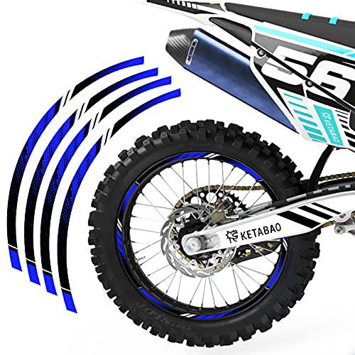 KETABAO MX 자전거 림 테이프 D01 데칼,도안 스티커 보호 21 18 인치 호환가능한 KLX300 KLX300R KLX400 R KLX450R (블루)