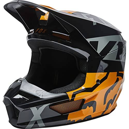 Fox 레이싱 2022 V1 헬멧 MIPS - Skew (X-Large) (블랙/ 골드)