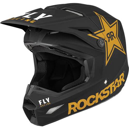 Fly 레이싱 2022 운동 락스타 헬멧 (블랙/ 골드, X-Large)
