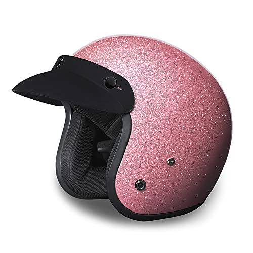 데이토나 헬멧 크루저 오픈 페이스 헬멧 핑크 메탈 플레이크 프리 머리싸개