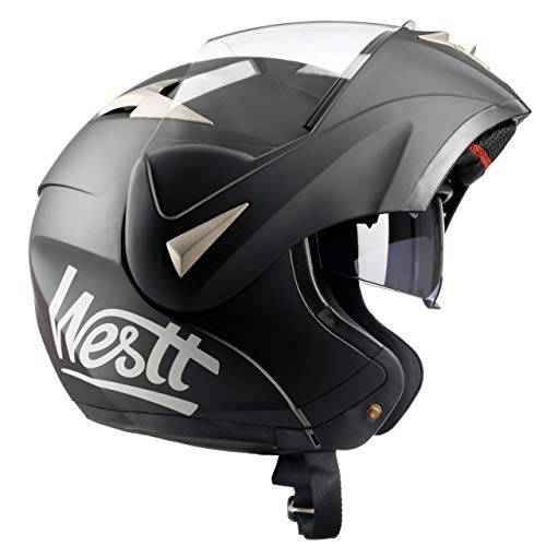 Westt 토크 오토바이 헬멧 - 모듈식 헬멧 스트리트 법정 오토바이 도트 인증된 스쿠터 모페드 모터 자전거 헬멧 (매트 블랙)