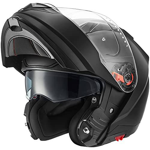 ILM 모듈식 오토바이 헬멧 Pinlock 스노우모빌 풀 페이스 Cascos Para Motos 성인 남녀공용, 남녀 사용 가능 DOT(Matte 블랙 XXL)