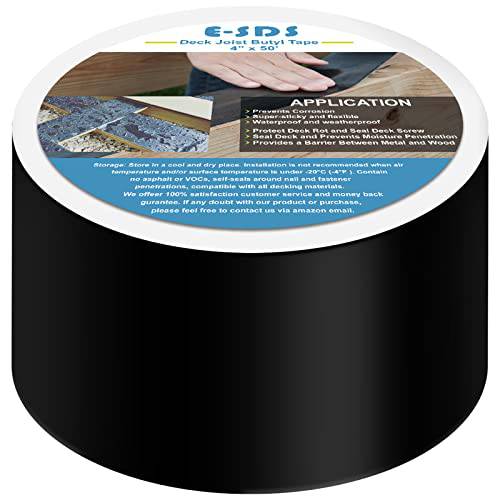 E-SDS 덱 Joist 테이프, 4 x 50’ 부틸 Joist 플래시 테이프 데크, 방지 우드, Beams, 덱 Rot (1 롤)