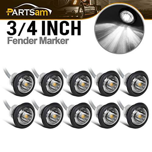 Partsam 10pcs 3/ 4 화이트 LED 사이드 마커 Bullet 버튼 라이트 교체용 클리어 렌즈, 봉인 3/ 4 인치 화이트 트레일러 LED 클리어런스 and 사이드 마커 라이트 w 그로멧 트럭 램프