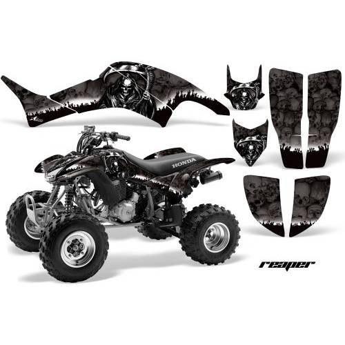 AMR 레이싱 ATV 그래픽 키트 스티커 데칼 호환가능한 혼다 400 TRX/ EX 1999-2007 - Reaper 블랙