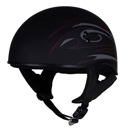 핫 Leathers T68 ’전통문양 블랙’ Advanced 도트 오토바이 해골 캡 헬멧 - 라지